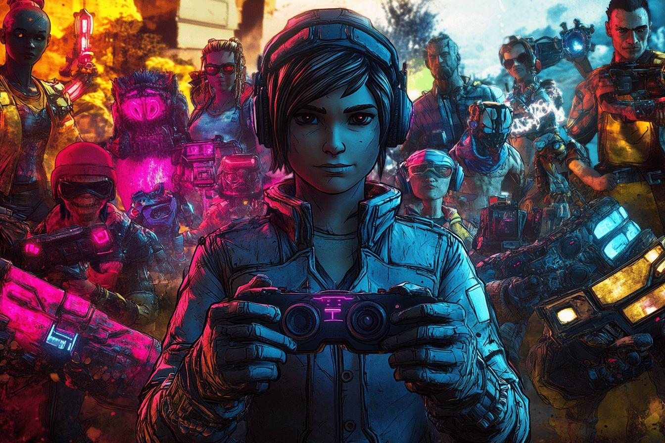 Futuriste guerriers cybernétiques avec armes et technologies colorées